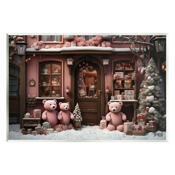 Stupell Industries Christmas Shop with Bears Holiday Painting Unframed Art Print Wall Art, 15 x 10