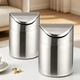 thumbnail image 4 of Stainless Steel Desktop Trash Can With Lid Small Countertop Garbage Bin for Office Car Coffee Table Mini Canister Ashtray Storage, 4 of 6