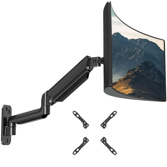 Soporte de Pared ErgoFocus Negro Ultra Ancho para Monitor de Hasta 35 Pulgadas con Brazo de Resorte