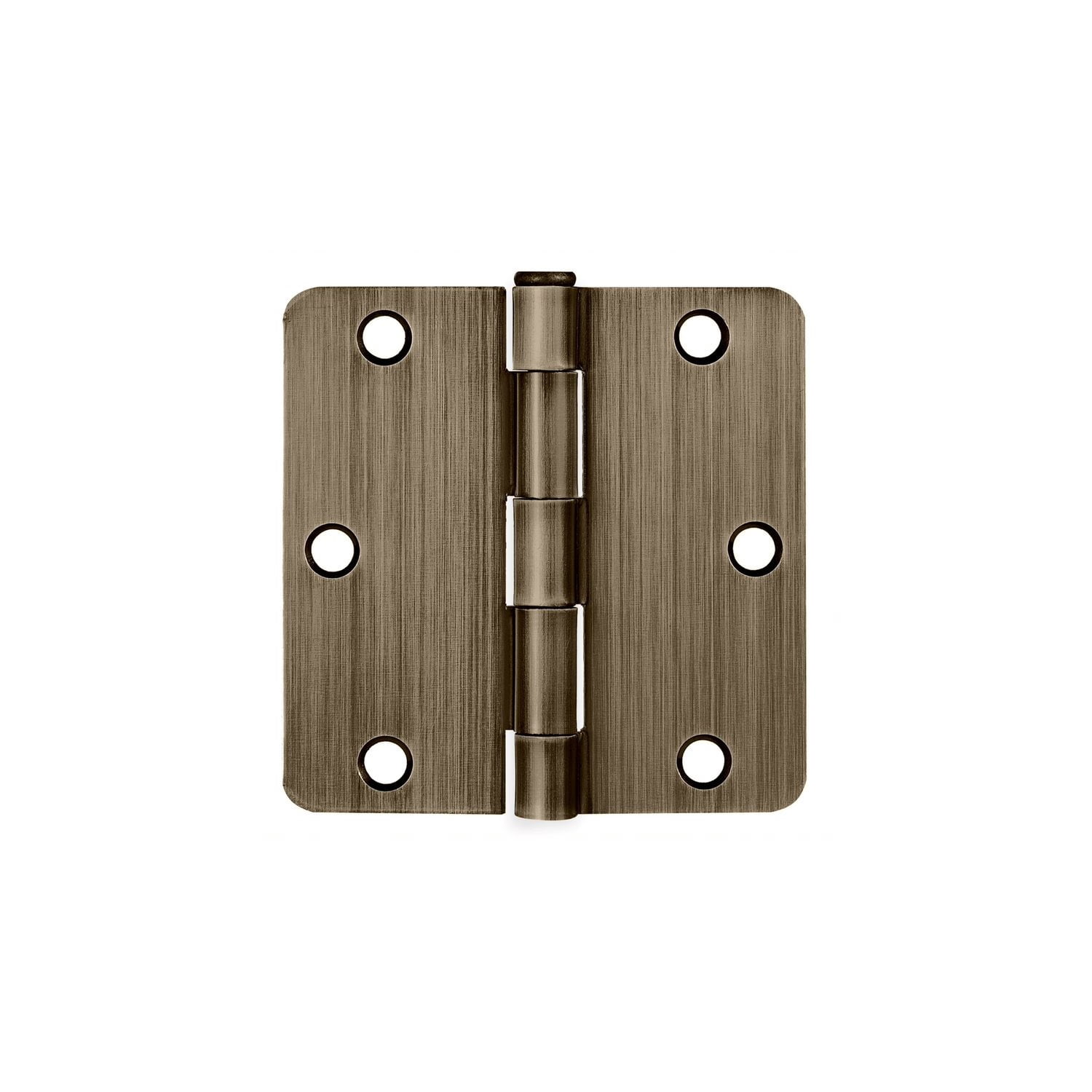 Antique Brass Steel Plain Bearing Door Hinge with Removable Pin, 3-1/2 x 3-1/2 in. 1/4 in. Radius, 3-Pack