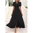 thumbnail image 6 of PRETTYGARDEN Women's Summer Maxi Dress Casual Wrap Floral Boho Short Sleeve V Neck Split Ruffle Beach Long Dresses, 6 of 8