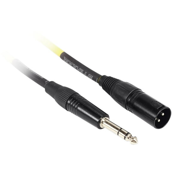 Rockville RCXMB3Y 3' Male REAN XLR to 1/4'' TRS Cable Yellow 100% Copper