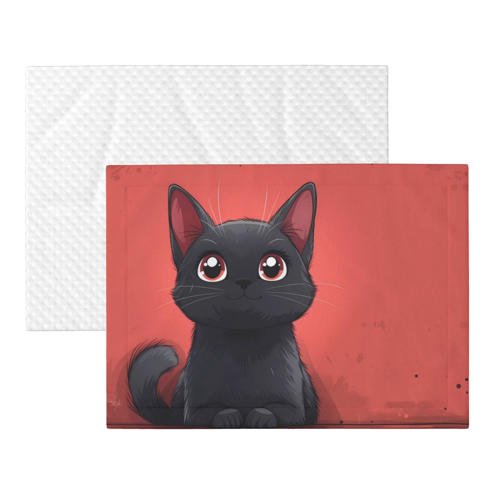 Naloa Cute Black Kitten Cartoon Dog Blanket, 3 Sizes Cat Blanket for Indoor Cats Large Medium Small Dog Gifts-Small