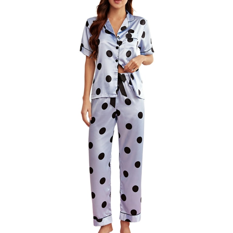 DAKIMOE Sleepwear Womens Silky Satin Pajamas Set Long Sleeve