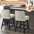 thumbnail image 4 of Swivel Bar Stools Set of 2, Modern 26" Upholstered Linen Fabric High Back Counter Stools with Nail Head Design and Wood Frame, Cream White, 4 of 6
