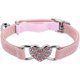 thumbnail image 1 of Collar de gato en forma de corazón rosa con cinturón de seguridad y campana de diamantes de imitación para gatitos y perros pequeños, 1 of 5