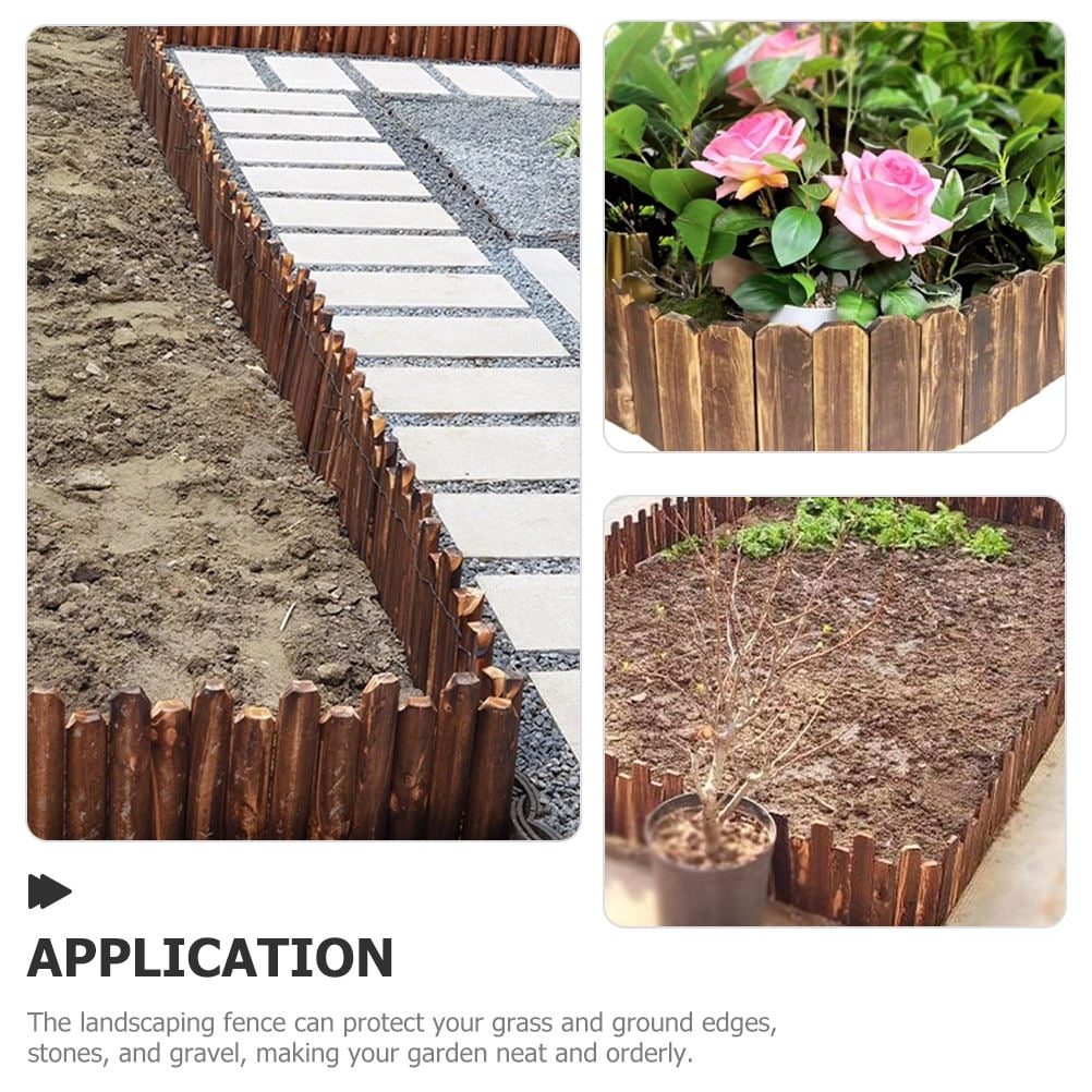 PENIKOKO decorative garden fence border Fence Coffee Wood 1 Set