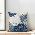 thumbnail image 3 of Navy Blue White Summer Outdoor Pillow Covers 18x18 Inch Set of 2 Dusty Blue Dahlia Floral Decor Throw Pillows Modern Geometry Flower Decorative Cushion Cases for Sofa Couch Bed Decorations, 3 of 6