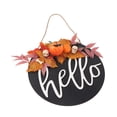 thumbnail image 1 of Letrero redondo de madera para puerta de casa de campo, decoración para colgar en la puerta delantera, para Halloween y Navidad, 1 of 8