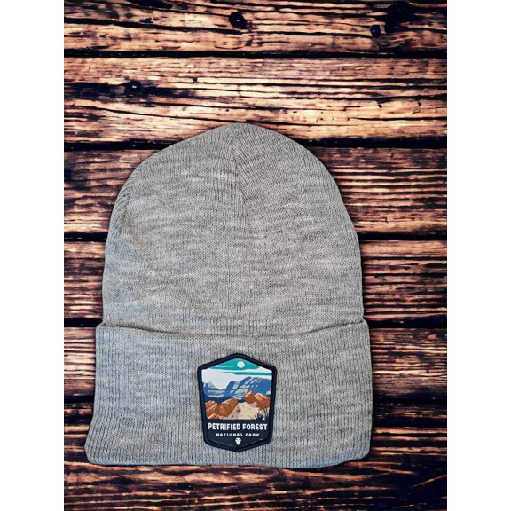 Petrified Forest Beanie with National Park Patch - Grey