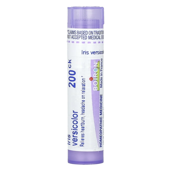 Boiron Iris Versicolor 200CK, Homeopathic Medicine for Heartburn, Headache On Relaxation, 80 Pellets