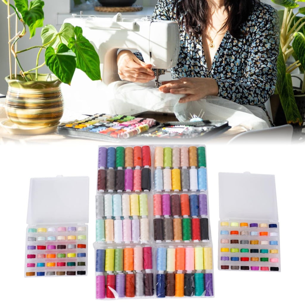 ROCKROK 72Pcs Polyester Thread Colored Sewing Thread Sewing Machine Bobbin Thread Set