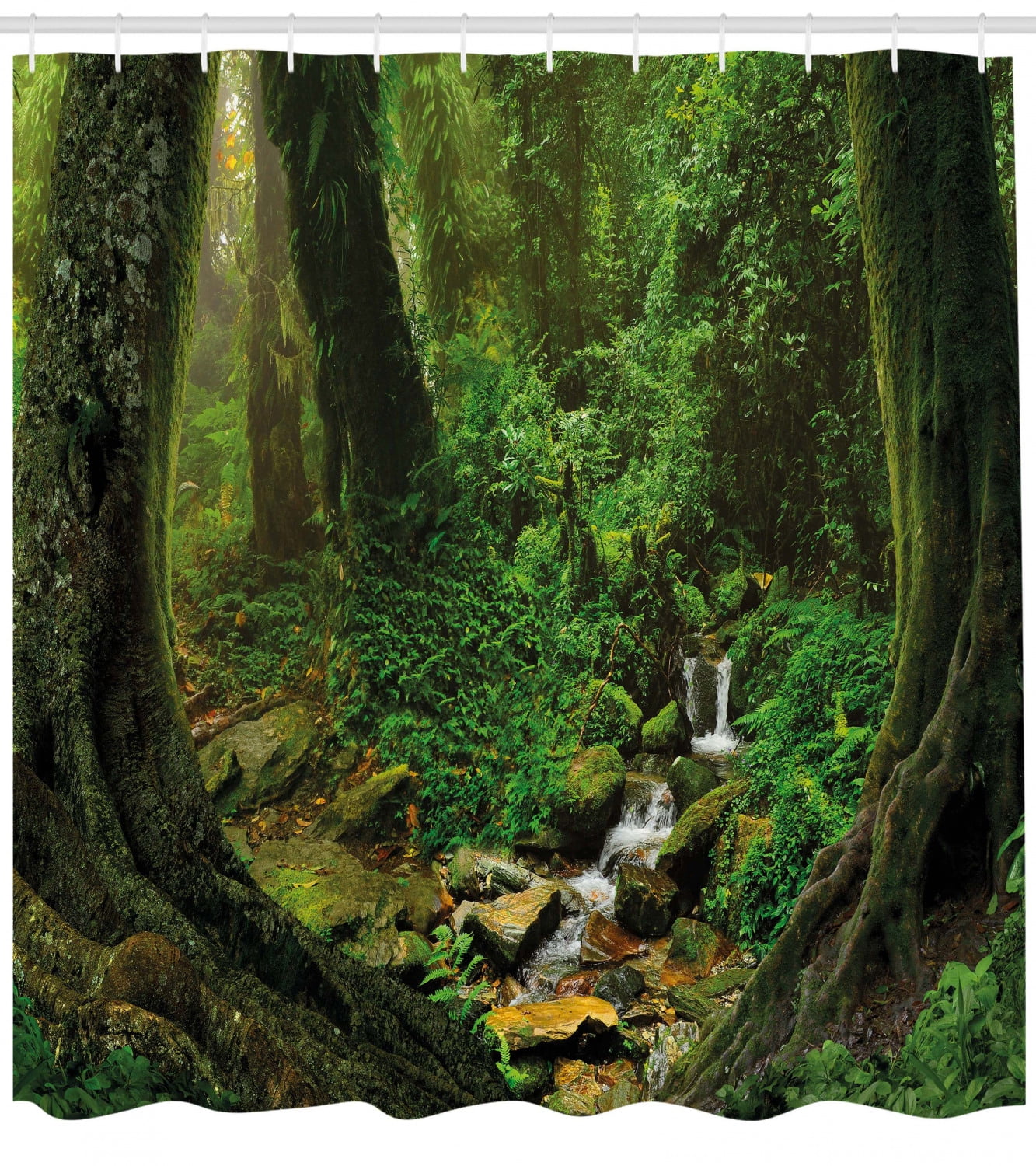 Nature Decor Shower Curtain, Wonderland Forest Nepal Asian Jungle