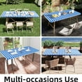 thumbnail image 5 of Picnic Table Cover with Bench Covers -Fitted with Elastic, Vinyl with Anti-Slip Back, Fits for Table 30"x 72" Rectangle,Water Proof, Checked Blue Design, 5 of 9