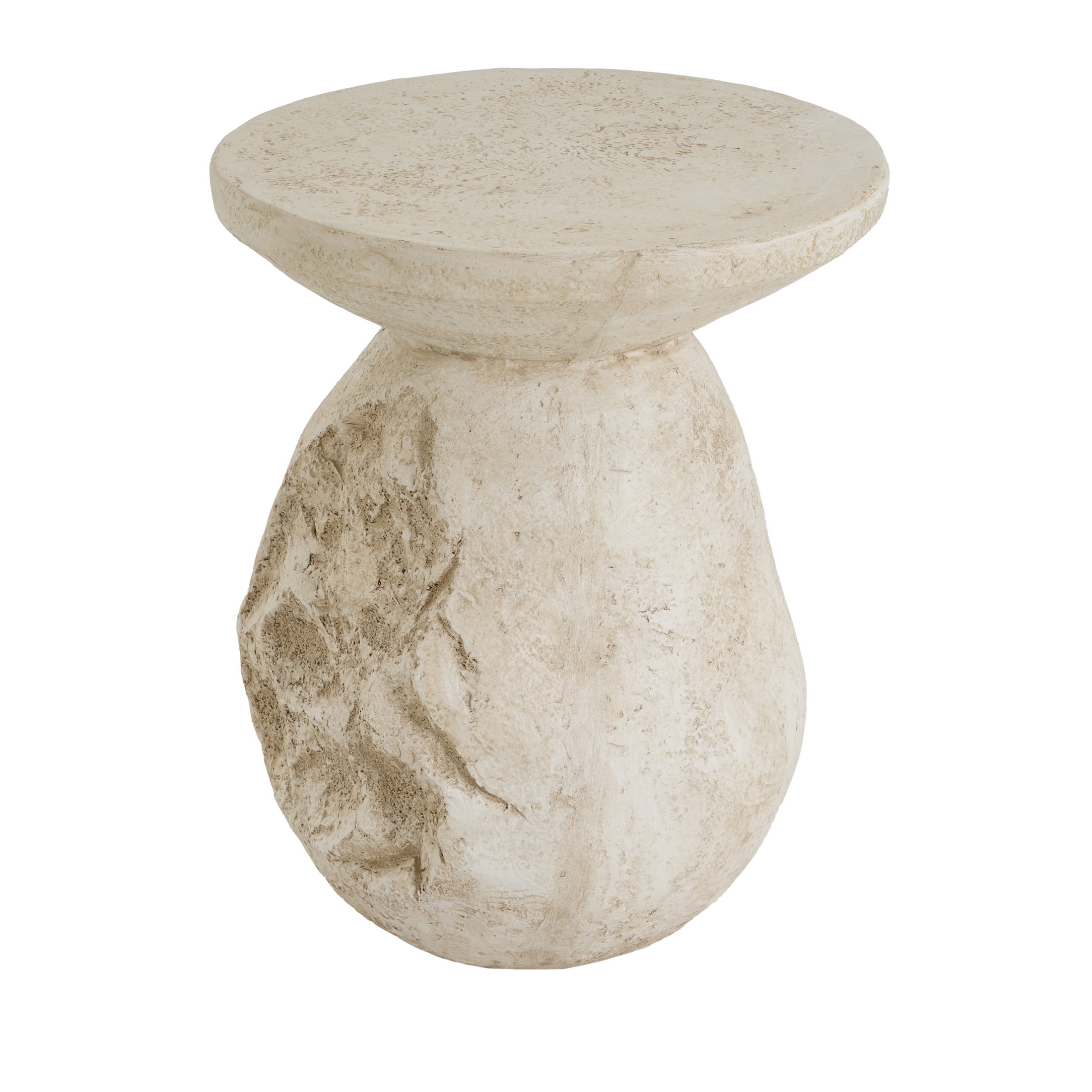 Christopher Knight Home Outdoor Indoor MGO Side Table, Sculptural Pear-Shaped, Beige Finish