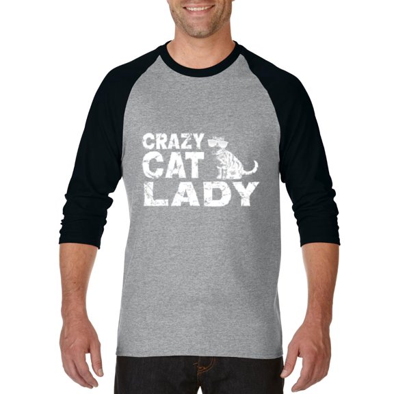 Artix - Mens Raglan Sleeve Baseball T-Shirts - Crazy Cat Lady