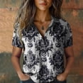 thumbnail image 2 of Womens Spring Summer Shirts Cotton Printed Fashion Casual Short Sleeve Shirts for Women, 2 of 3