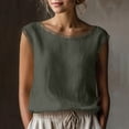 thumbnail image 2 of Yutgune Women's Boat Neck Lace Trim Linen Tank Top Sleeveless Casual Summer Blouse Shirt, 2 of 7
