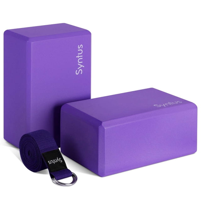 Set de bloques y correas para yoga Syntus 2, espuma EVA, suave y antideslizante