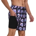 thumbnail image 2 of Fotbe flower Skull rose Men’s Swim Trunks Quick Dry Swim Shorts Board Shorts with Mesh Lining-Small, 2 of 9