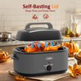 thumbnail image 5 of Sunvivi Asador eléctrico, horno asador eléctrico de 28 cuartos con tapa de vidrio, ideal para asar pavo con cubierta auto-bastante, bandeja desmontable, asas de tacto frío, gris, 5 of 5