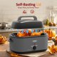 thumbnail image 5 of Sunvivi Asador eléctrico, horno asador eléctrico de 28 cuartos con tapa de vidrio, ideal para asar pavo con cubierta auto-bastante, bandeja desmontable, asas de tacto frío, gris, 5 of 5