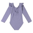 thumbnail image 4 of YONGHS Girls Long Sleeve Ballet Leotard Dance Top Gymnastics Bodysuit Ballerina Romper Team wear Purple 5-6, 4 of 7