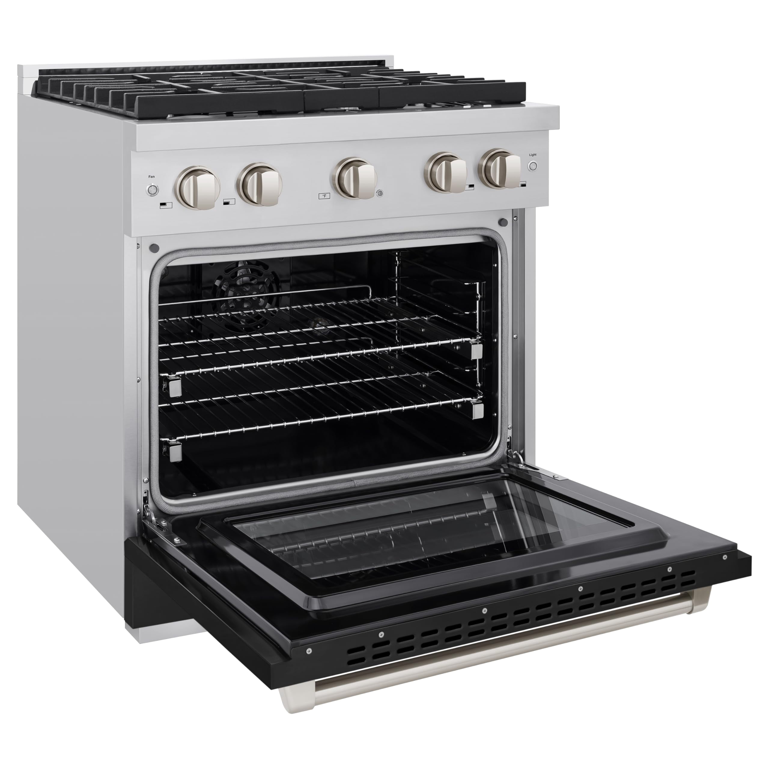 ZLINE 30" 4.2 cu. ft. Paramount Dual Fuel Range with 4 Burners in Stainless Steel with Black Matte Door, SDR-BLM-30