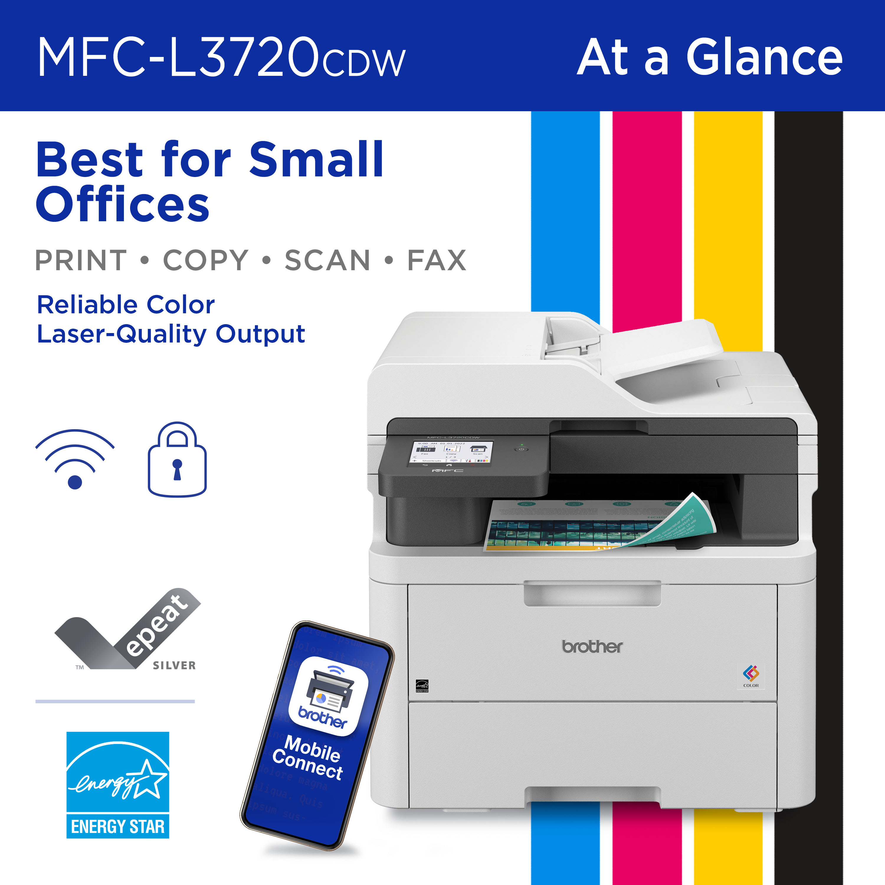 Brother MFC-L3720CDW Wireless Color Laser Printer photo 2