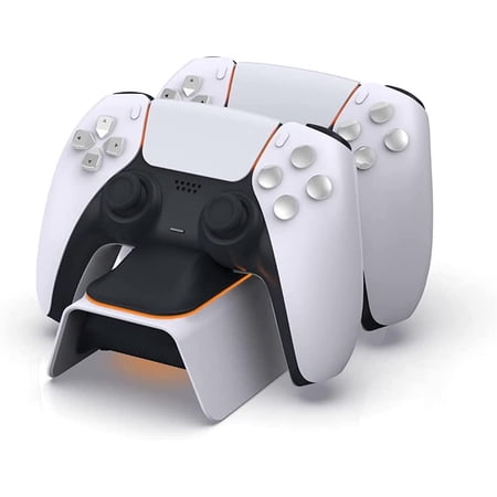 Upgraded PS5 Controller Charger Fast Charging Dualsense Charging Station for Dual Playstation 5 Controllers with LED Indicator White