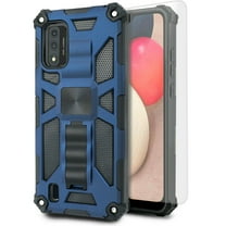 for BLU Wiko Ride 3 3rd Version with Tempered Glass Phone Case Magnet Mount Ready Slip Guard Grids Pattern Kickstand Hybrid Slim Shock Bumper Cover