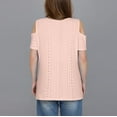 thumbnail image 4 of Mittory Women Tops Cute Open Shoulder Blouse Summer Hollow Out Eyelet Short Sleeve Tee Shirt, 4 of 7