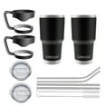 thumbnail image 2 of Ezprogear 30 oz 2 Pack Stainless Steel Tumbler Double Wall Travel Cup Vacuum Insulated Coffee Mug with Handle & Straws (Black), 2 of 4