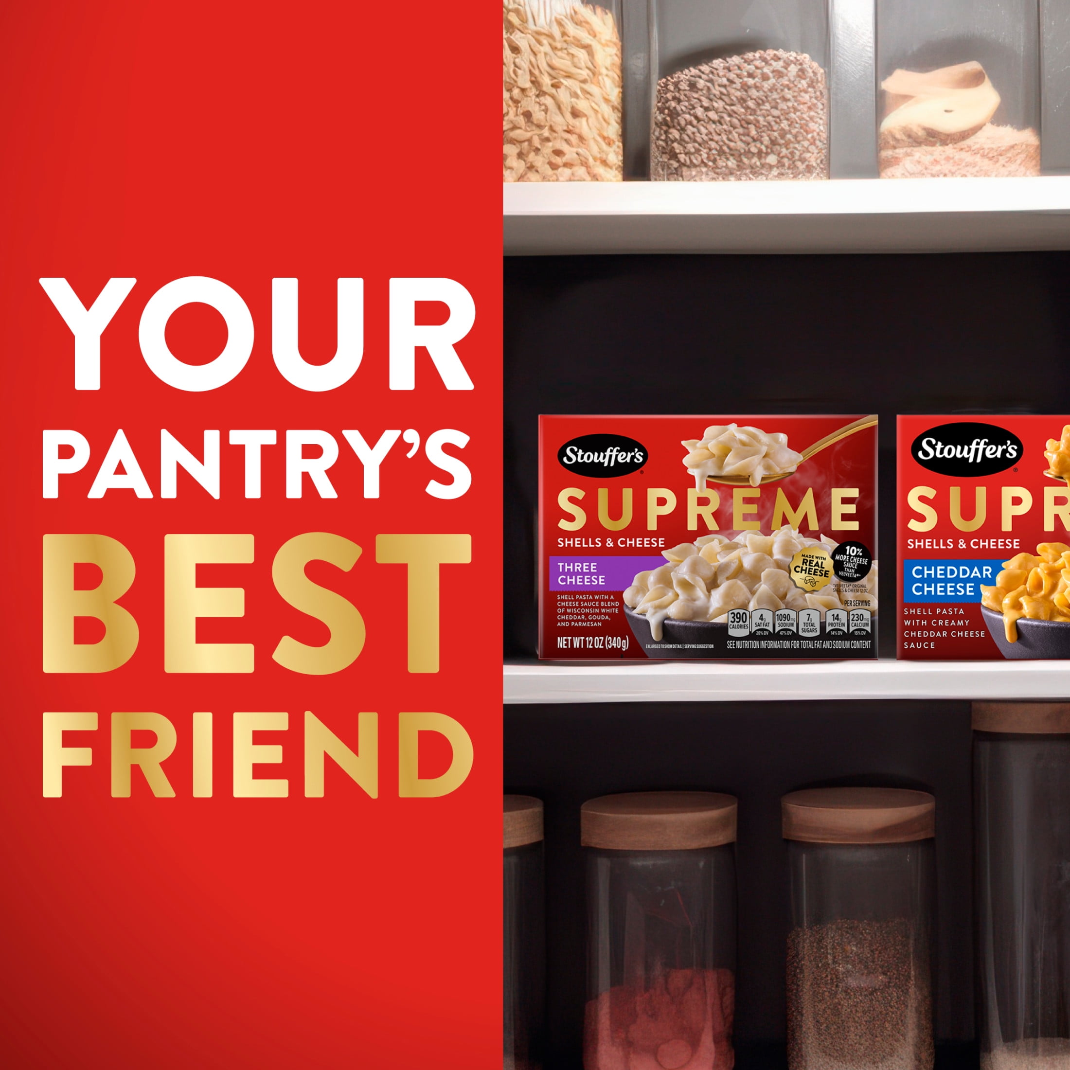 (3 pack) Stouffer’s Macaroni and Cheese Meal, Supreme Shells and Cheese, Three Cheese Sauce, Boxed Mac and Cheese Pasta Dinner Kit, 12 oz