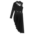 thumbnail image 6 of YiZYiF Womens Modern Lyrical Dance Dress Waltz Costume One Shoulder Long Sleeve Sheer Lace Leotard Dress, 6 of 7