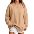 thumbnail image 4 of Women's Oversized Crewneck Sweatshirt with Drop Shoulders and Ribbed Cuffs Heather Grey Casual Top, S-2XL, 4 of 6