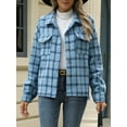 thumbnail image 5 of Cuteduck Women Plaid Fashion Jacket Button Up Long Sleeve Fall Casual Dressy Loose Coat with Pockets S-XL, 5 of 7