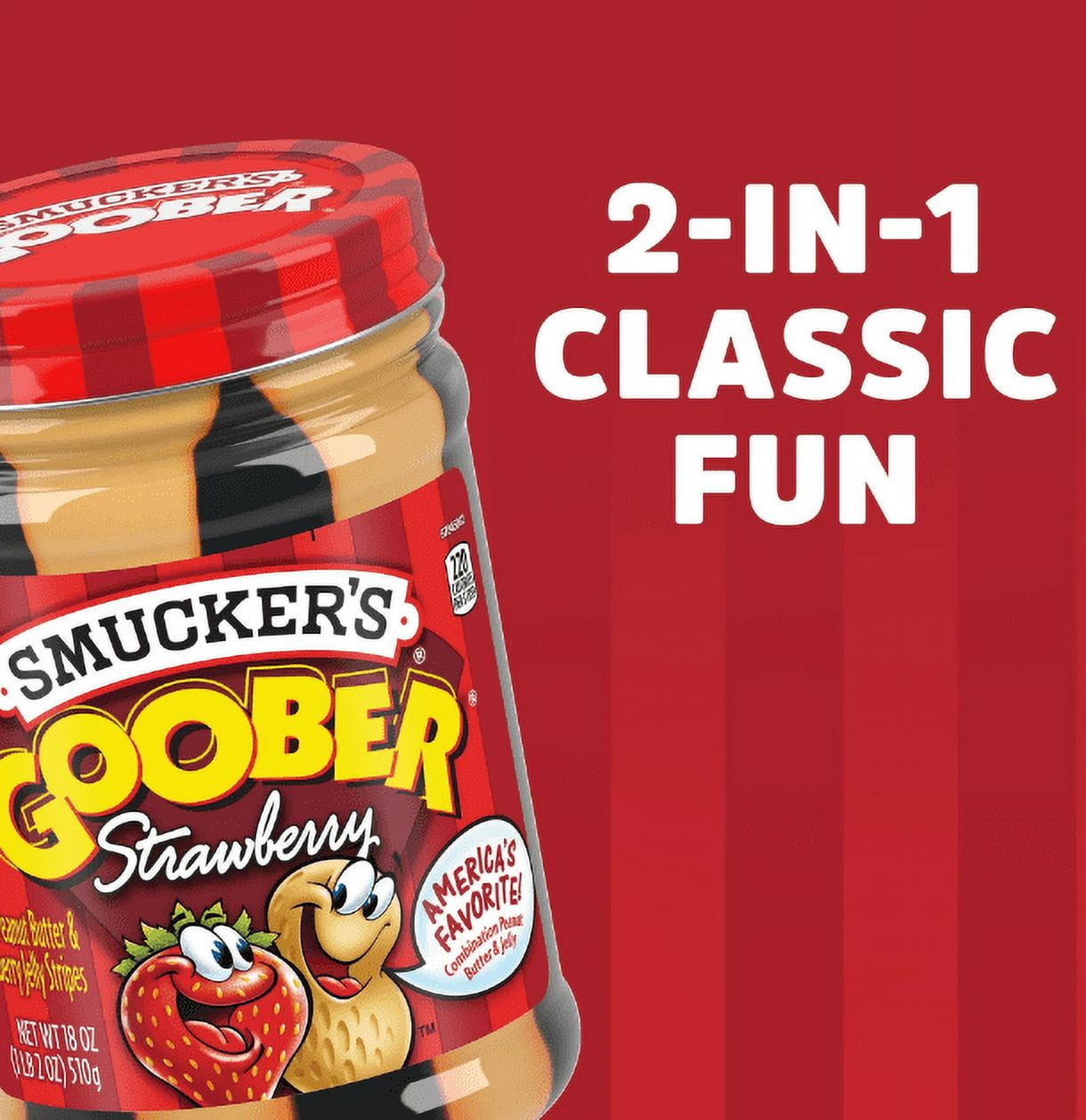 Smucker's Goober Peanut Butter and Strawberry Jelly Stripes, 18 Ounces (Pack of 4)