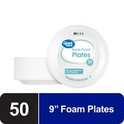 Great Value Everyday Disposable Foam Plates, 9 inch, 50 Count