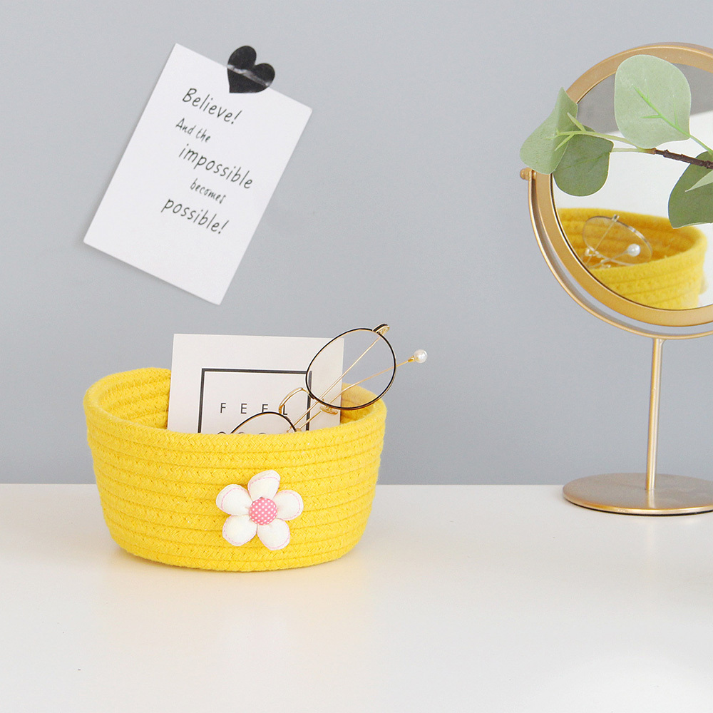 Flower Mini Woven Storage Basket Recyclable and Flexible Storage Basket