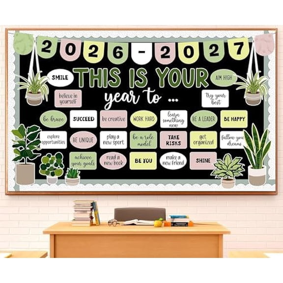This is Your Year Bulletin Board Set Plant Motivational Classroom Decoration Inspirational Welcome Back to School Bulletin Board Cutouts for School Office Chalkboard Wall Door Decor Supply