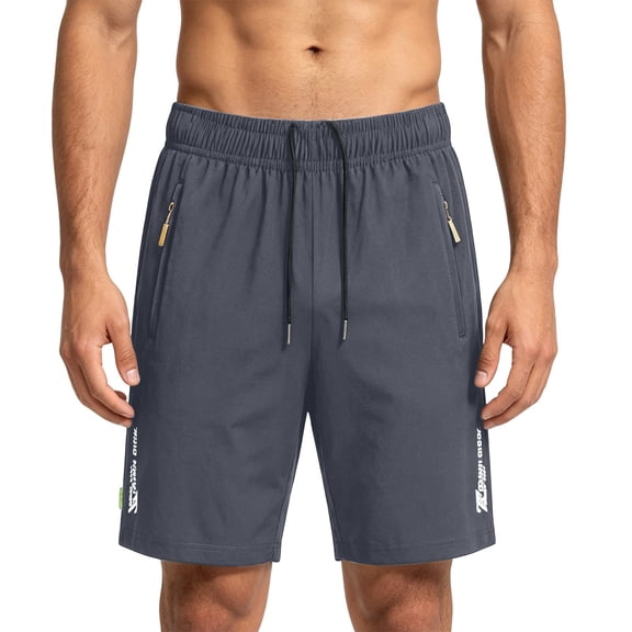 RKSTN Ice Silk Gym Shorts for Men Quick Dry Plus Size Drawstring Waist Straight Leg Sporty 5 Inch Jogging Training Summer Shorts with Pockets (Gray ,XL)