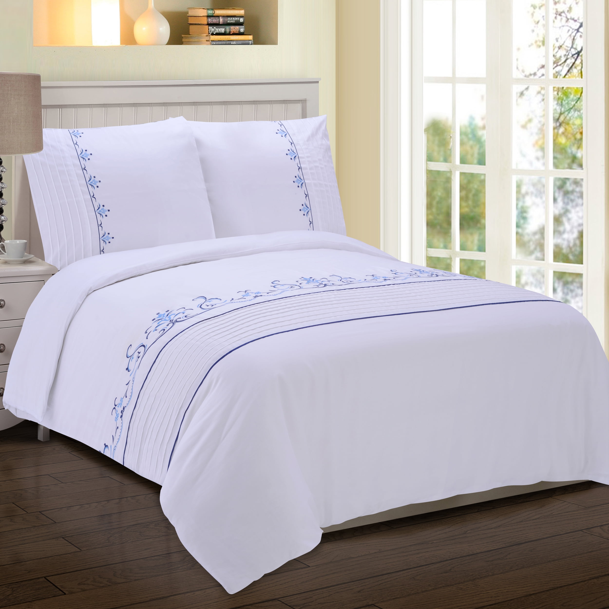 Sofia Embroidered Duvet Cover Set, Premium LongStaple Cotton, King/Cal