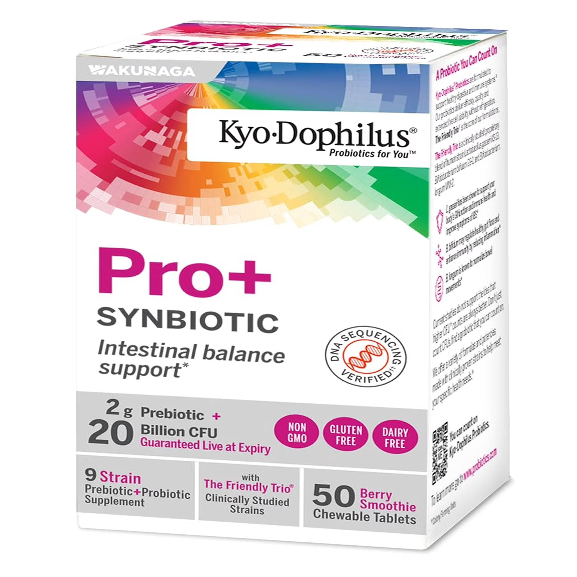 Kyo-Dophilus Pro+ Synbiotic, Intestinal Balance Support*, 50 chewable tablets