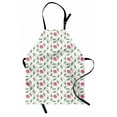 thumbnail image 1 of Floral Apron, Spiraling Rose Motifs on Branches with Leaves, Unisex Kitchen Bib with Adjustable Neck for Cooking Gardening, Adult Size, Reseda Green Pink White, by Ambesonne, 1 of 4