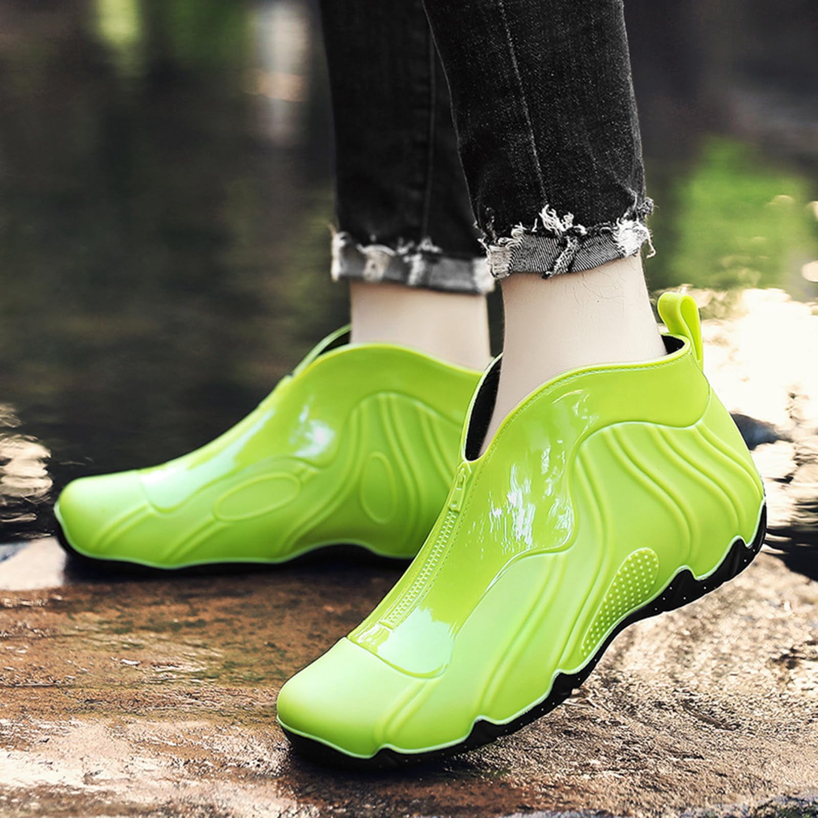AUXDIQ Rain Boots Men Short Ankle Waterproof Rain Shoes Outdoor Garden Shoes