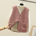 thumbnail image 2 of FAIWAD Womens Fleece Vest Fall Winter Warm Sleeveless Button Down Waistcoat Solid Color Loose Vest Coat, 2 of 7