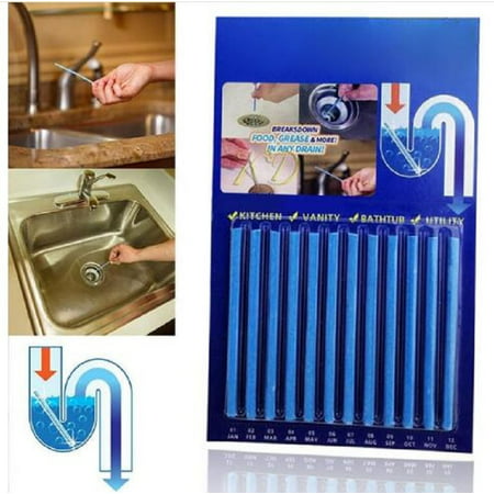 12Pcs Pipeline Drain Sticks Drain Cleaner Sticks Kitchen Sink Sewer Detergent Sticks Cleaning
