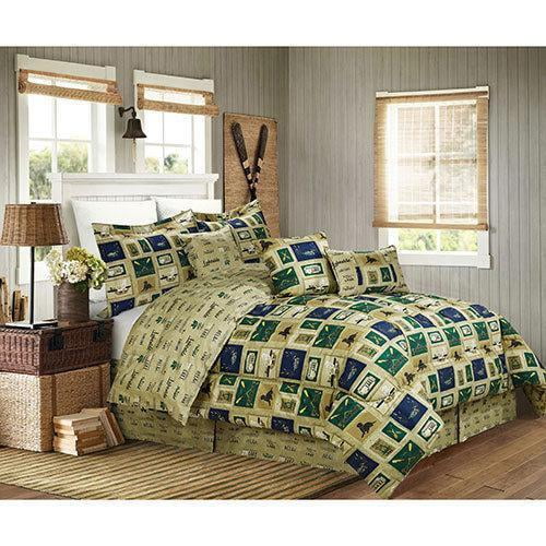 Mountain Home Cabin Fishing Hunting Lake House Ducks Full Comforter Set 7 Piece Bed In A Bag Walmart Com