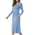 thumbnail image 3 of Vestido De Longitud Media De Manga Larga,Vestido De Manga Larga Redondo Para Mujer Vestido Hasta La Rodilla Con Cuello Redondo Vestido Ajustado De Manga Larga Diseño Fácil De Usar, 3 of 5